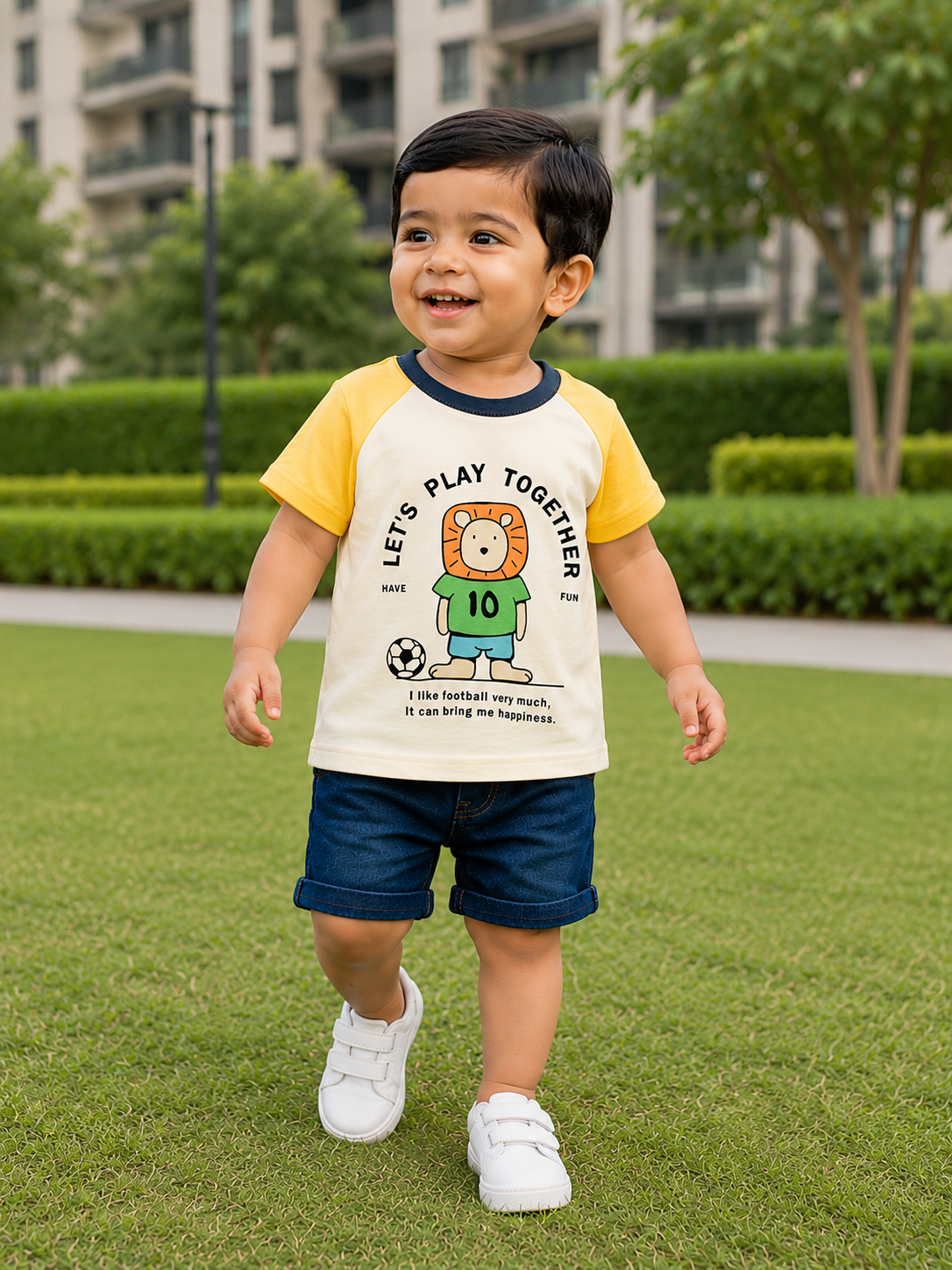 AMIONE Unisex Baby Boys & Girls Toddler Tshirt – Pure Cotton Round Neck Football Lion Summer Soft Breathable & Comfortable Casual Wear Top