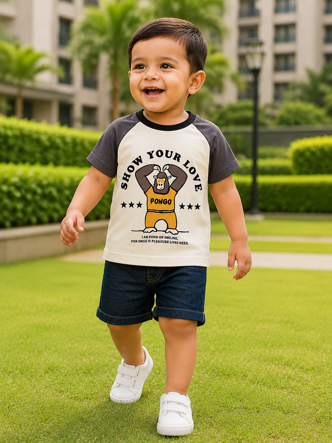 AMIONE Unisex Baby Boys & Girls Toddler Tshirt – Pure Cotton Round Neck Loving Gorilla Summer Soft Breathable & Comfortable Casual Wear Top