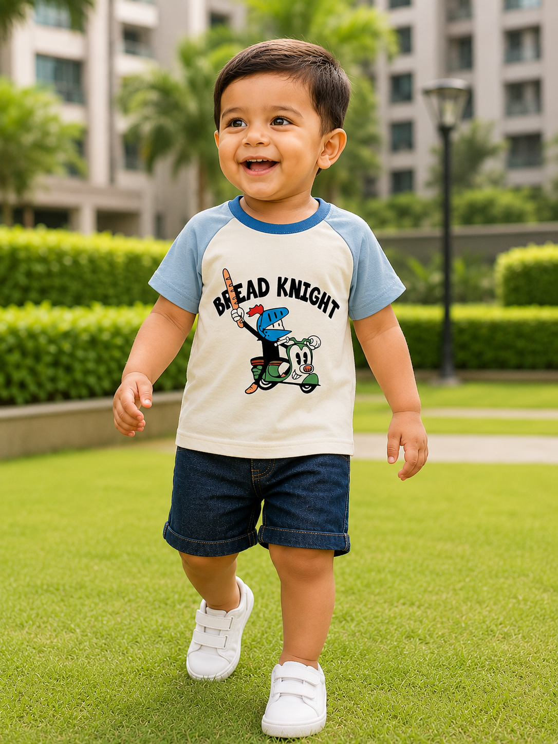 AMIONE Unisex Baby Boys & Girls Toddler Tshirt – Pure Cotton Round Neck Bread Knight Summer Soft Breathable & Comfortable Casual Wear Top