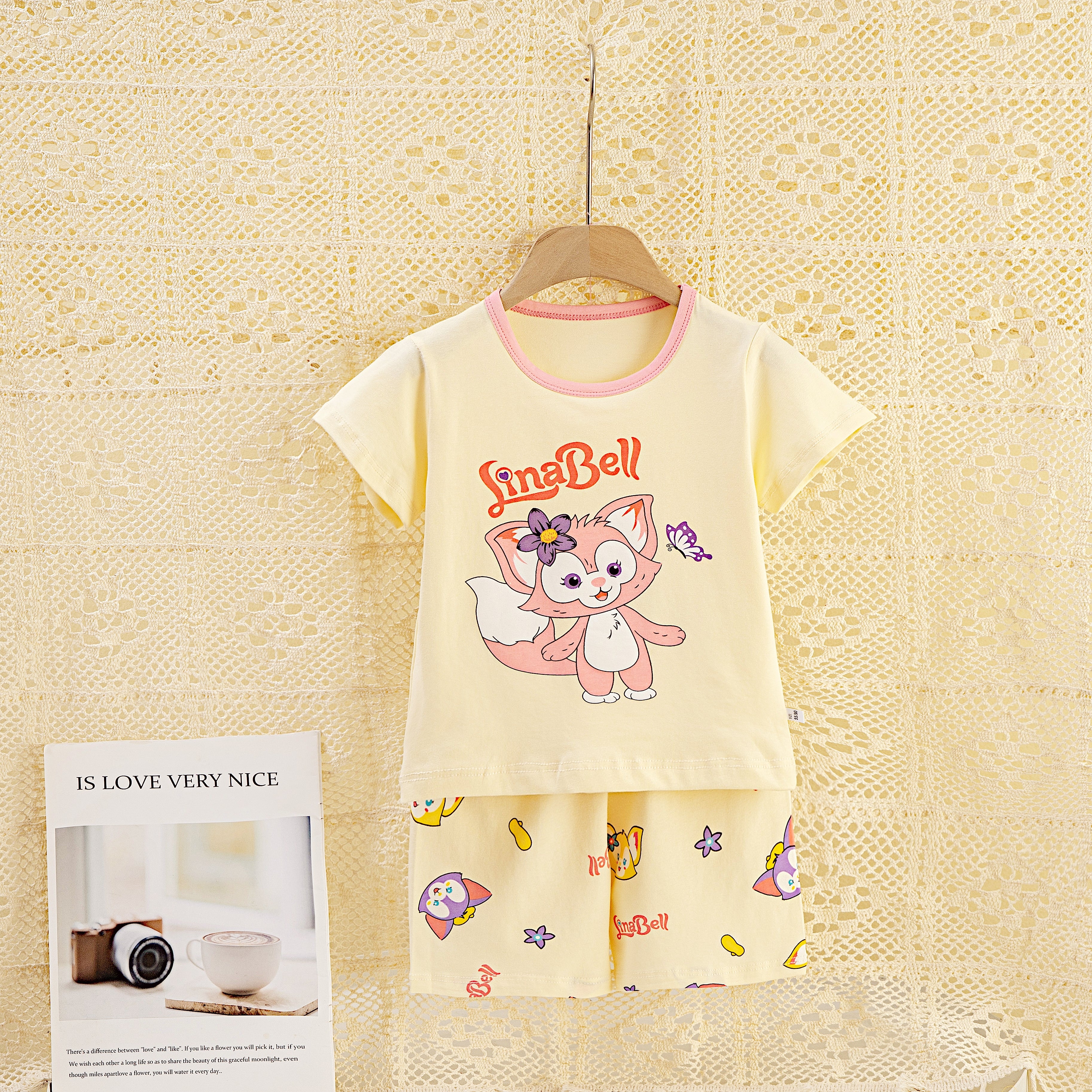 AMIONE Casual Cotton Summer Regular Fit Lina bell tshirt Top and Shorts Kids Clothing Set Dress Nightsuit for Baby Girls