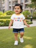 AMIONE Baby Girls Toddler Tshirt – Pure Cotton Round Neck Positive Energy Summer Soft Breathable & Comfortable Casual Wear Top