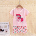 AMIONE Casual Cotton Summer Regular Fit Pink Pony tshirt Top and Shorts Kids Clothing Set Dress Nightsuit for Baby Girls