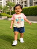 AMIONE Baby Girls Toddler Tshirt – Pure Cotton Round Neck Bear Girl Summer Soft Breathable & Comfortable Casual Wear Top