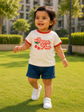 AMIONE Baby Girls Toddler Tshirt – Pure Cotton Round Neck Organic Fruit Summer Soft Breathable & Comfortable Casual Wear Top