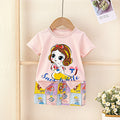 AMIONE Casual Cotton Summer Regular Fit Princess Snow White tshirt Top and Shorts Kids Clothing Set Dress Nightsuit for Baby Girls