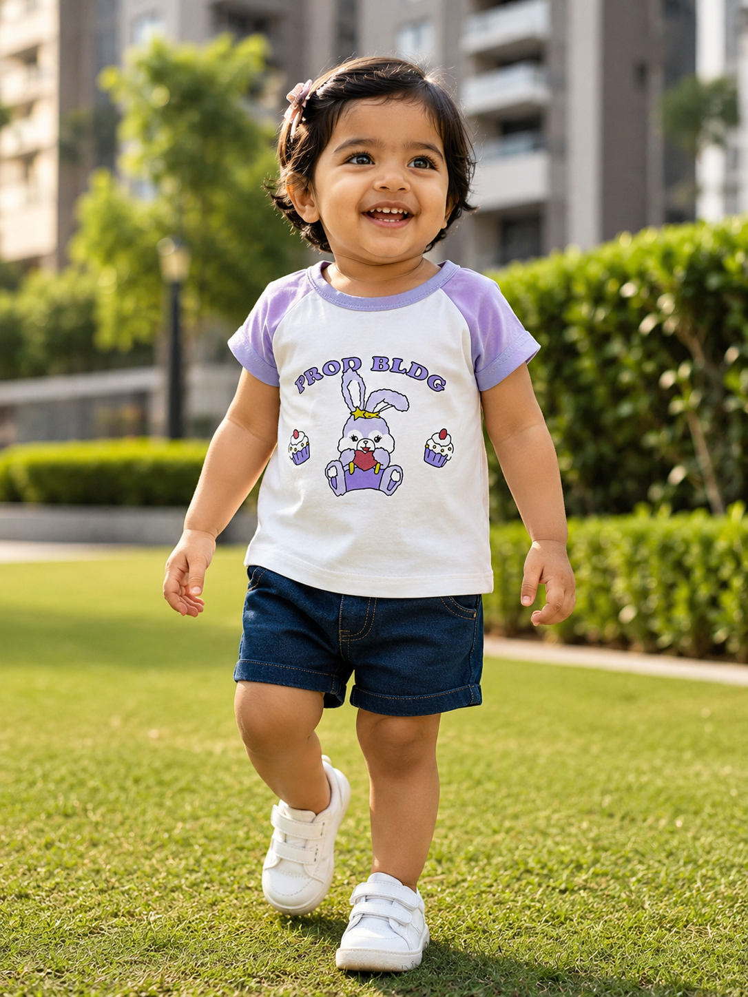 AMIONE Baby Girls Toddler Tshirt – Pure Cotton Round Neck Cupcake Bunny Summer Soft Breathable & Comfortable Casual Wear Top