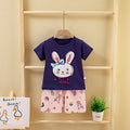 AMIONE Casual Cotton Summer Regular Fit Bow Rabbit tshirt Top and Shorts Kids Clothing Set Dress Nightsuit for Baby Girls