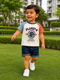 AMIONE Unisex Baby Boys & Girls Toddler Tshirt – Pure Cotton Round Neck Planet-B Space Summer Soft Breathable & Comfortable Casual Wear Top