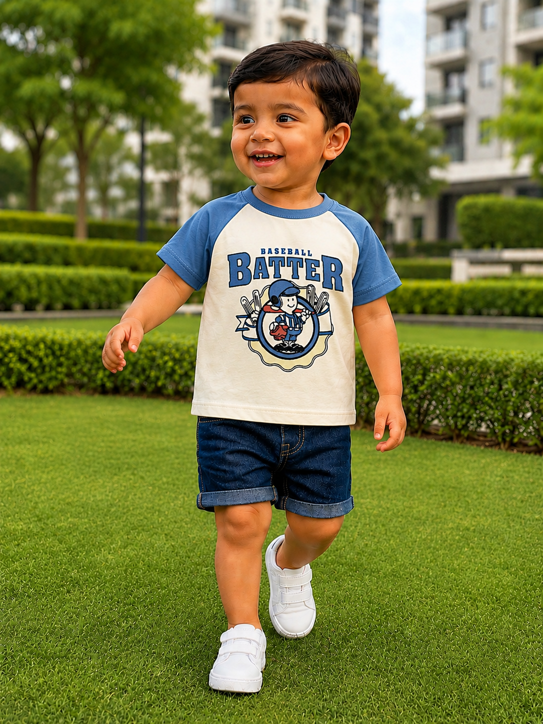 AMIONE Unisex Baby Boys & Girls Toddler Tshirt – Pure Cotton Round Neck Baseball Batter Summer Soft Breathable & Comfortable Casual Wear Top