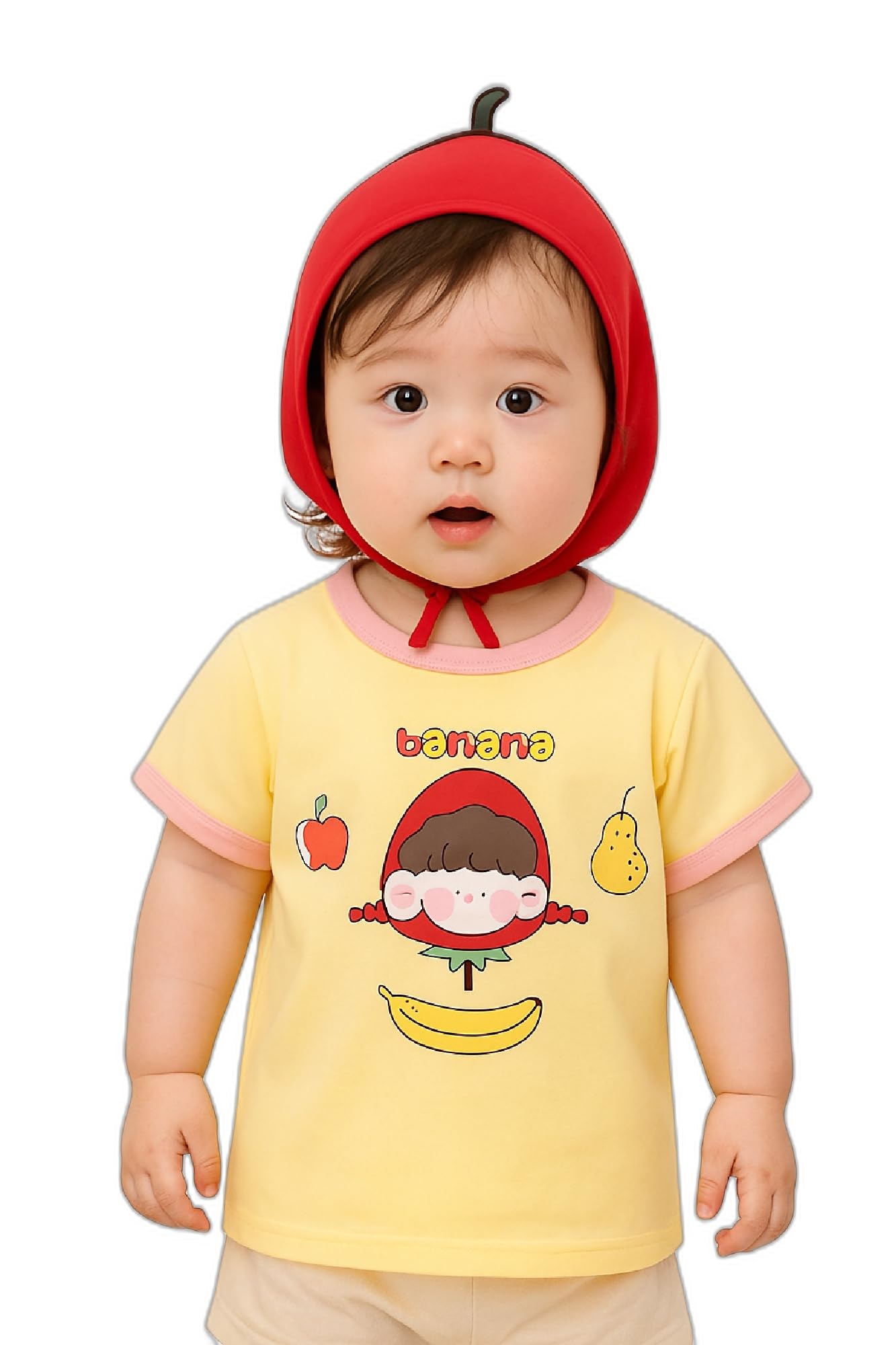 AMIONE Baby Girls Toddler Tshirt – Pure Cotton Round Neck Banana Kid Summer Soft Breathable & Comfortable Casual Wear Top