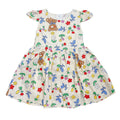 AMIONE Cotton Elegant Fancy Flowers & Teddy Bear Printed Design Summer Party Dress Frock for Baby Girls