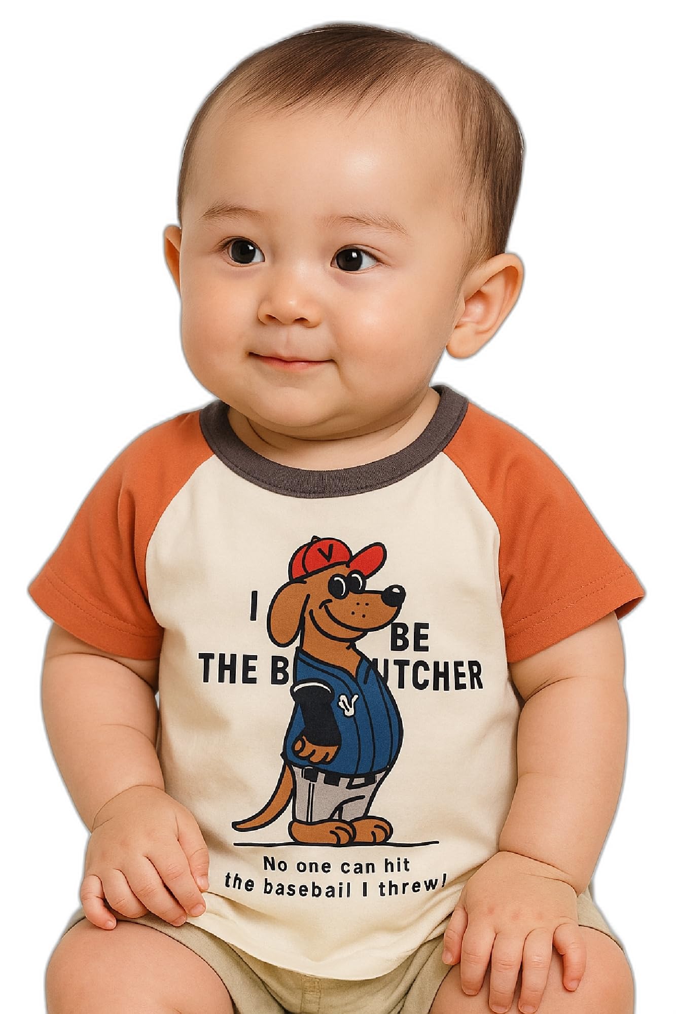 AMIONE Unisex Baby Boys & Girls Toddler Tshirt – Pure Cotton Round Neck Baseball Pitcher Dog Summer Soft Breathable & Comfortable Casual Wear Top