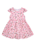 AMIONE Cotton Elegant Fancy Flowers Stars Printed Design Summer Party Dress Frock for Baby Girls