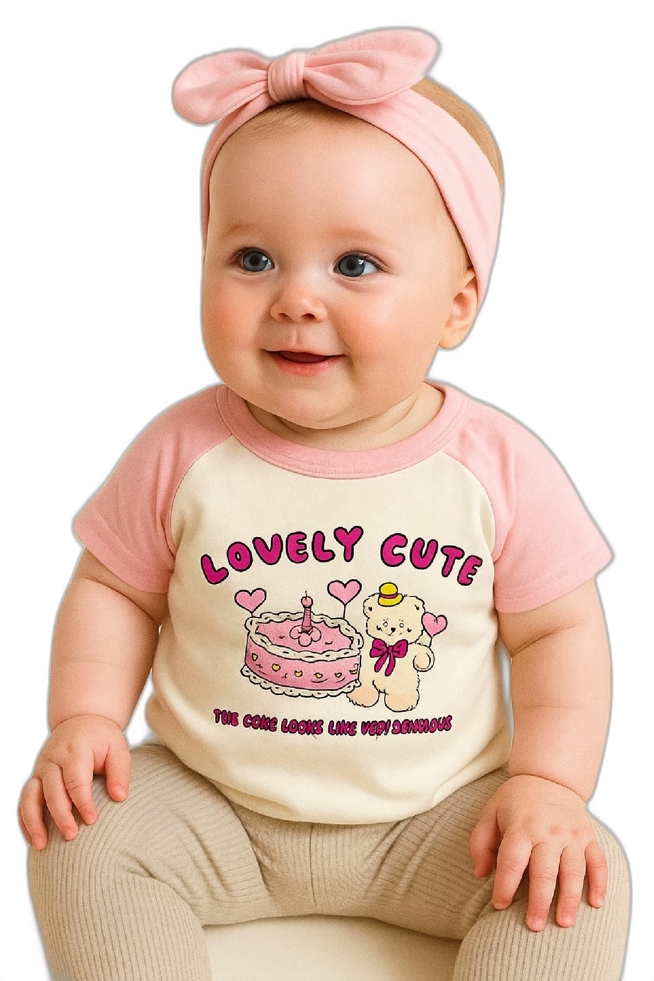 AMIONE Baby Girls Toddler Tshirt – Pure Cotton Round Neck Lovely Cute Bear Summer Soft Breathable & Comfortable Casual Wear Top