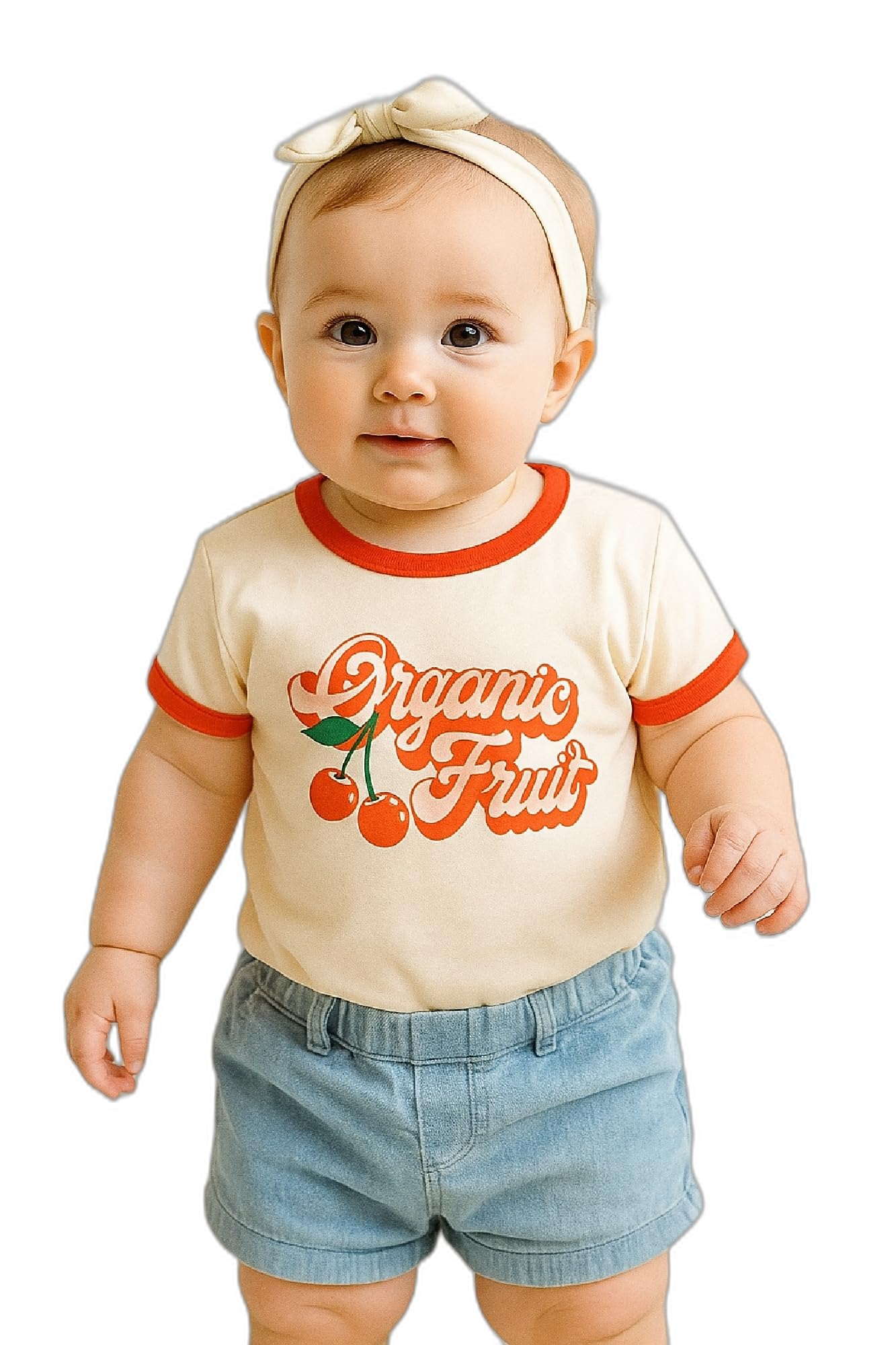 AMIONE Baby Girls Toddler Tshirt – Pure Cotton Round Neck Organic Fruit Summer Soft Breathable & Comfortable Casual Wear Top