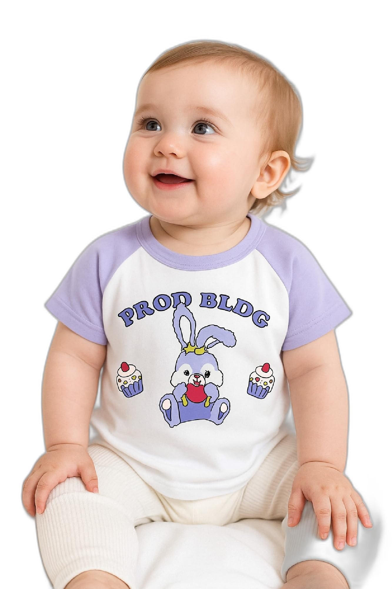 AMIONE Baby Girls Toddler Tshirt – Pure Cotton Round Neck Cupcake Bunny Summer Soft Breathable & Comfortable Casual Wear Top