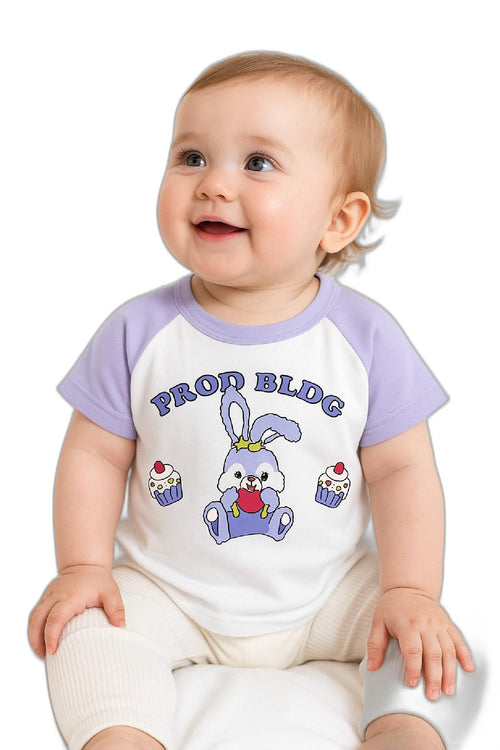 AMIONE Baby Girls Toddler Tshirt – Pure Cotton Round Neck Cupcake Bunny Summer Soft Breathable & Comfortable Casual Wear Top