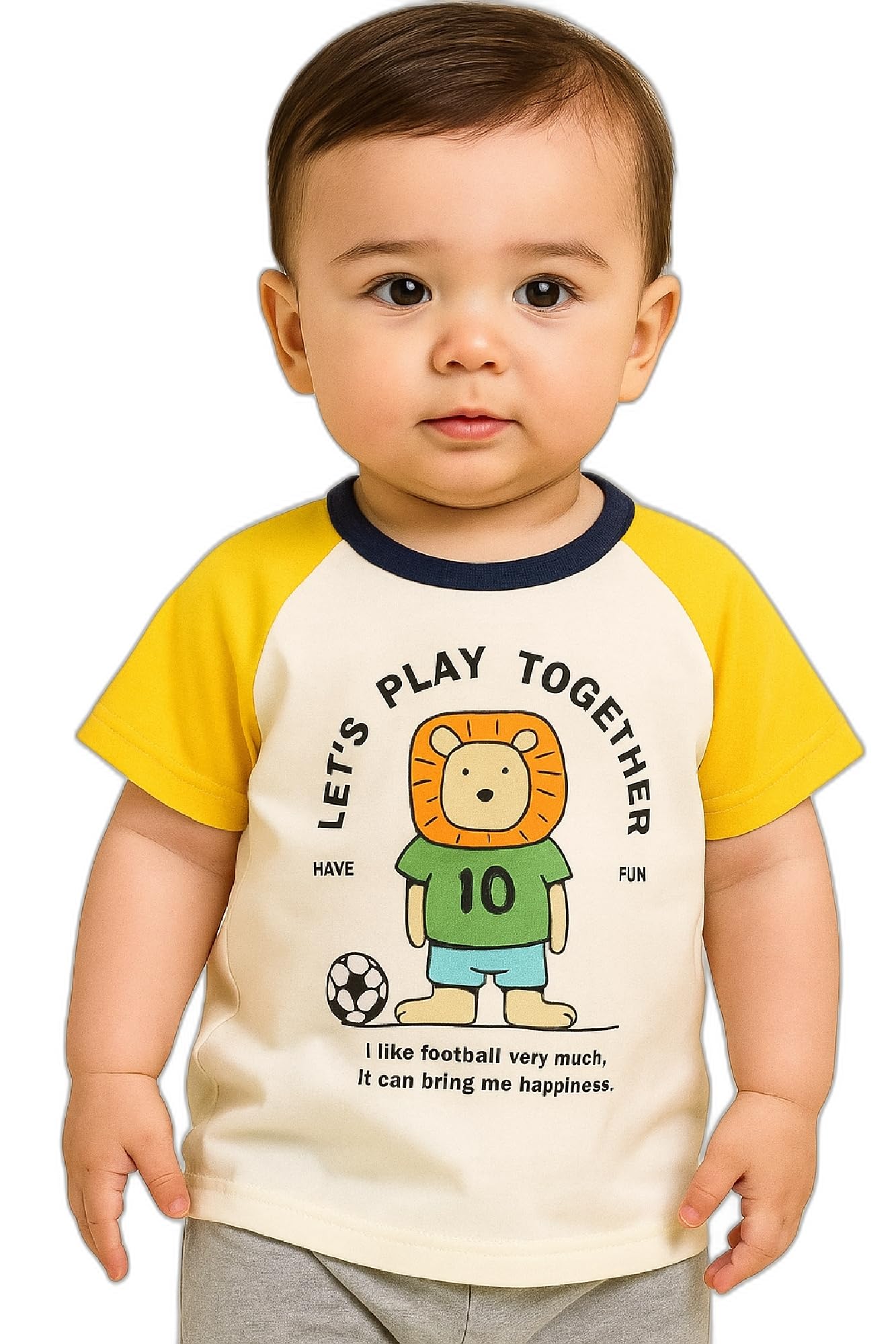 AMIONE Unisex Baby Boys & Girls Toddler Tshirt – Pure Cotton Round Neck Football Lion Summer Soft Breathable & Comfortable Casual Wear Top