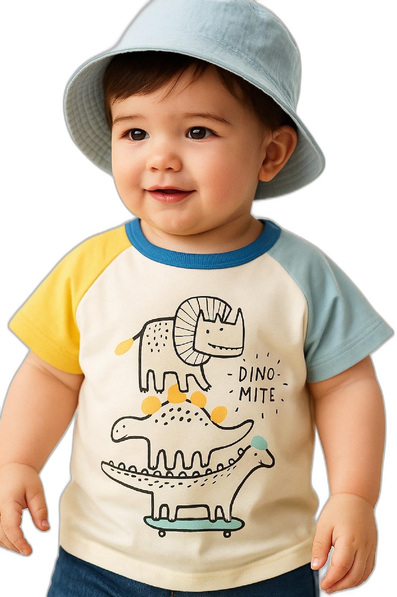 AMIONE Unisex Baby Boys & Girls Toddler Tshirt – Pure Cotton Round Neck Dinosaur Skateboard Summer Soft Breathable & Comfortable Casual Wear Top