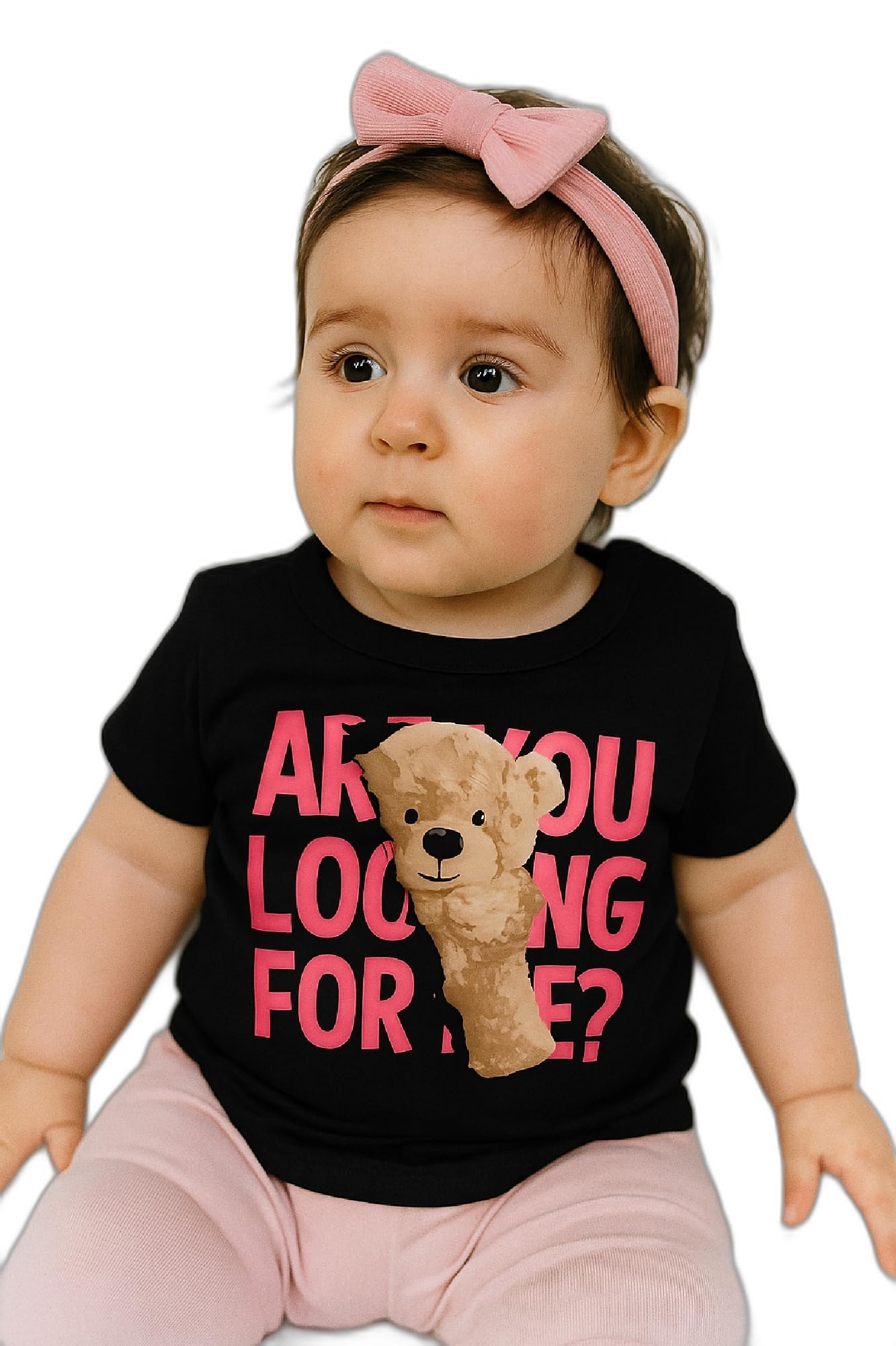 AMIONE Baby Girls Toddler Tshirt – Pure Cotton Round Neck Peeking Bear BlackSummer Soft Breathable & Comfortable Casual Wear Top