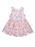 AMIONE Cotton Elegant Fancy Flowers & Bunny Printed Design Summer Party Dress Frock for Baby Girls