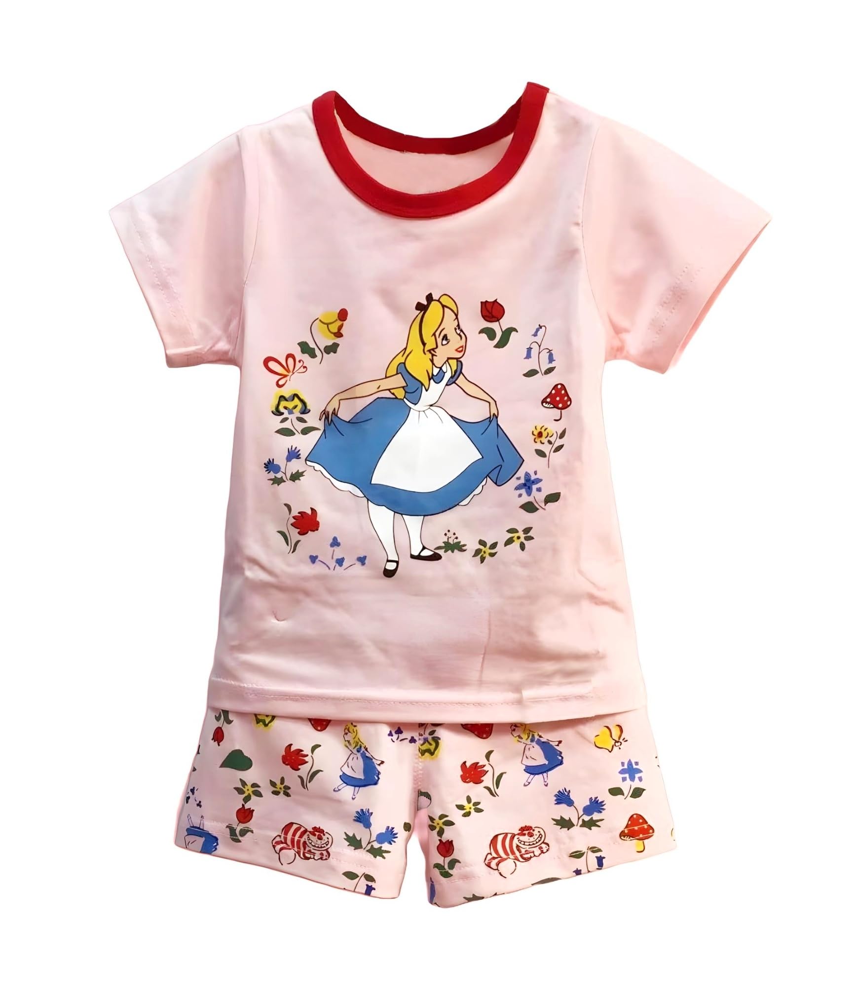 AMIONE Casual Cotton Summer Regular Fit Cinderalla tshirt Top and Shorts Kids Clothing Set Dress Nightsuit for Baby Girls