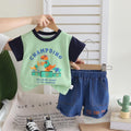 AMIONE Cotton Award Ceremony Dinosaur Champ dino Design Short Sleeve Tshirt and Shorts Clothing Coord Set for Baby Boys & Girls