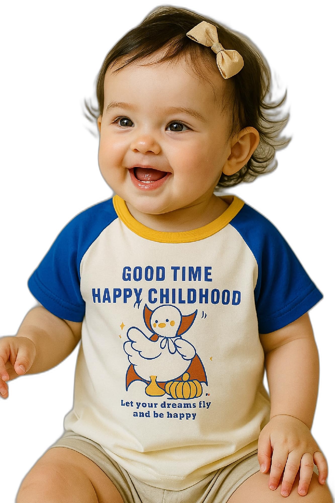 AMIONE Unisex Baby Boys & Girls Toddler Tshirt – Pure Cotton Round Neck Happy Childhood Duck Summer Soft Breathable & Comfortable Casual Wear Top