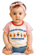 AMIONE Baby Girls Toddler Tshirt – Pure Cotton Round Neck Exercise with Joy Summer Soft Breathable & Comfortable Casual Wear Top