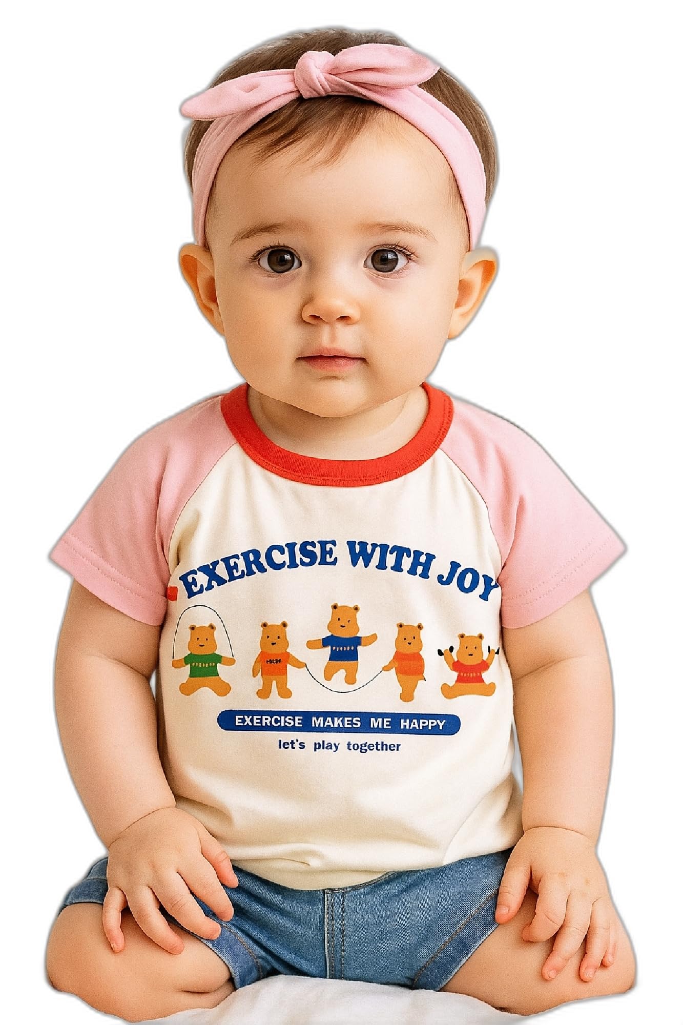 AMIONE Baby Girls Toddler Tshirt – Pure Cotton Round Neck Exercise with Joy Summer Soft Breathable & Comfortable Casual Wear Top