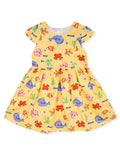 AMIONE Cotton Elegant Fancy Sea Animals Printed Design Summer Party Dress Frock for Baby Girls