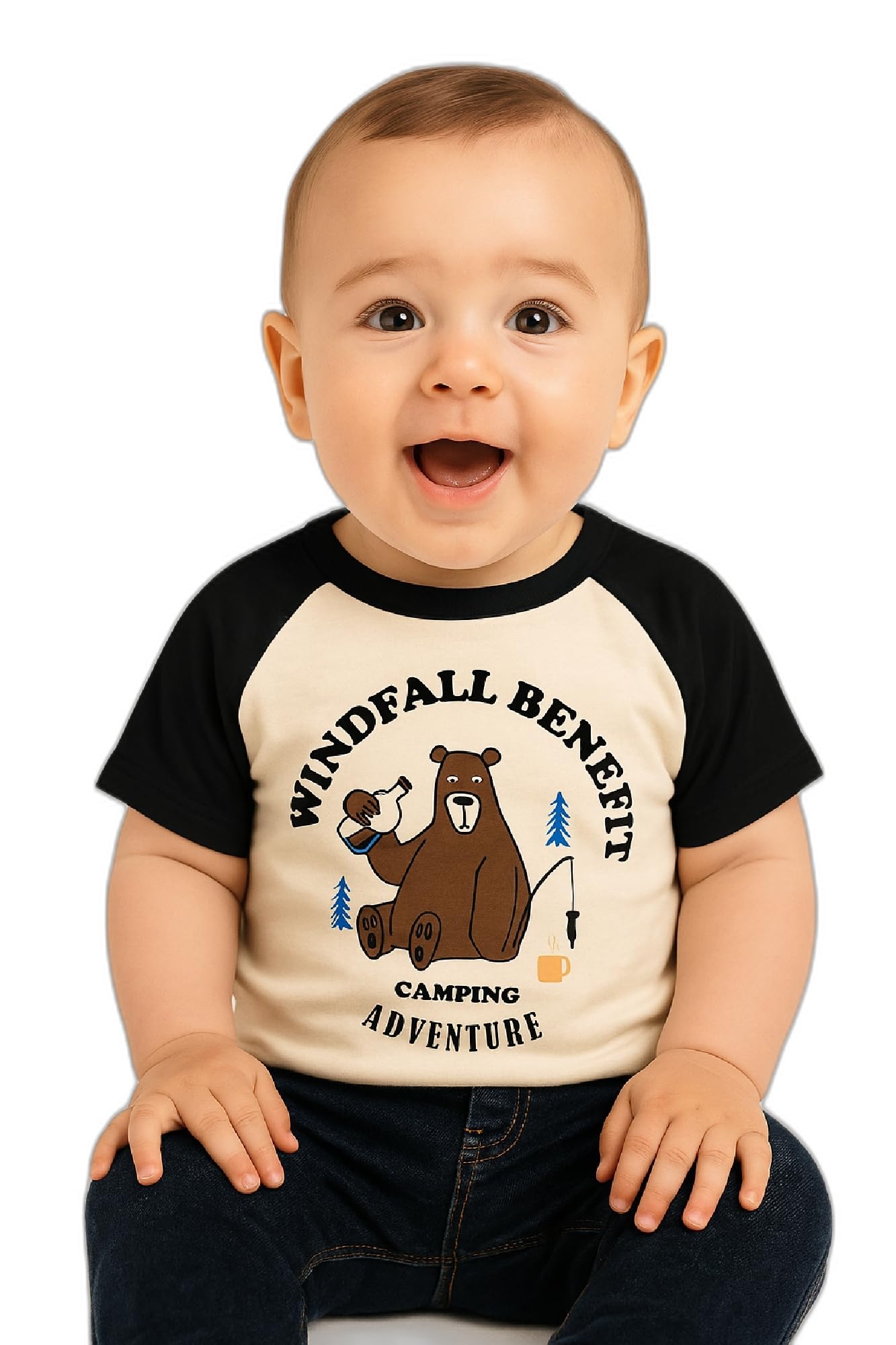 AMIONE Unisex Baby Boys & Girls Toddler Tshirt – Pure Cotton Round Neck Camping Bear Summer Soft Breathable & Comfortable Casual Wear Top