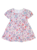 AMIONE Cotton Elegant Fancy Stem Flowers on Pink Printed Design Summer Party Dress Frock for Baby Girls