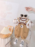 AMIONE Cotton Bear Design Short Sleeve Tshirt and Dungaree Clothing Coord Set for Baby Boys & Girls