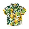 AMIONE Cotton Stylish Hawaiian Beach Green Yellow Leaf Design Shirt for Baby Boys