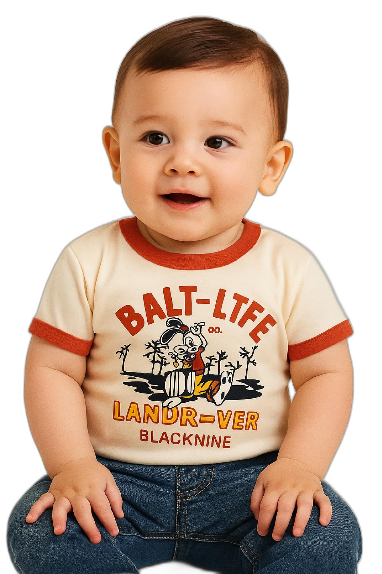 AMIONE Unisex Baby Boys & Girls Toddler Tshirt – Pure Cotton Round Neck Ringer Tee with Rabbit Summer Soft Breathable & Comfortable Casual Wear Top