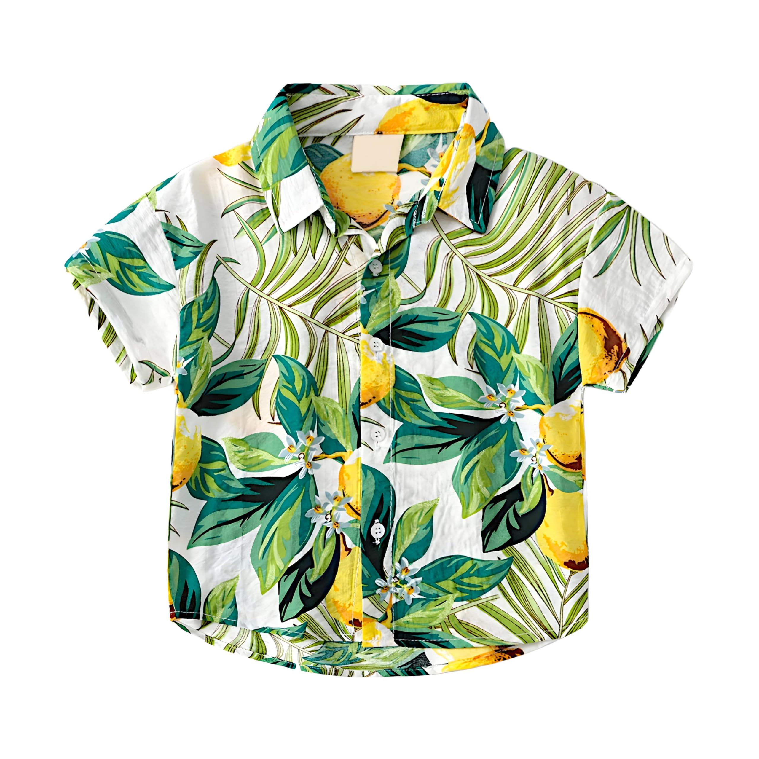 AMIONE 100% Cotton Stylish Hawaiian Beach Lemon Leaf Design Shirt for Baby Boys