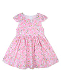 AMIONE Cotton Elegant Fancy Small Flowers Bunny Printed Design Summer Party Dress Frock for Baby Girls