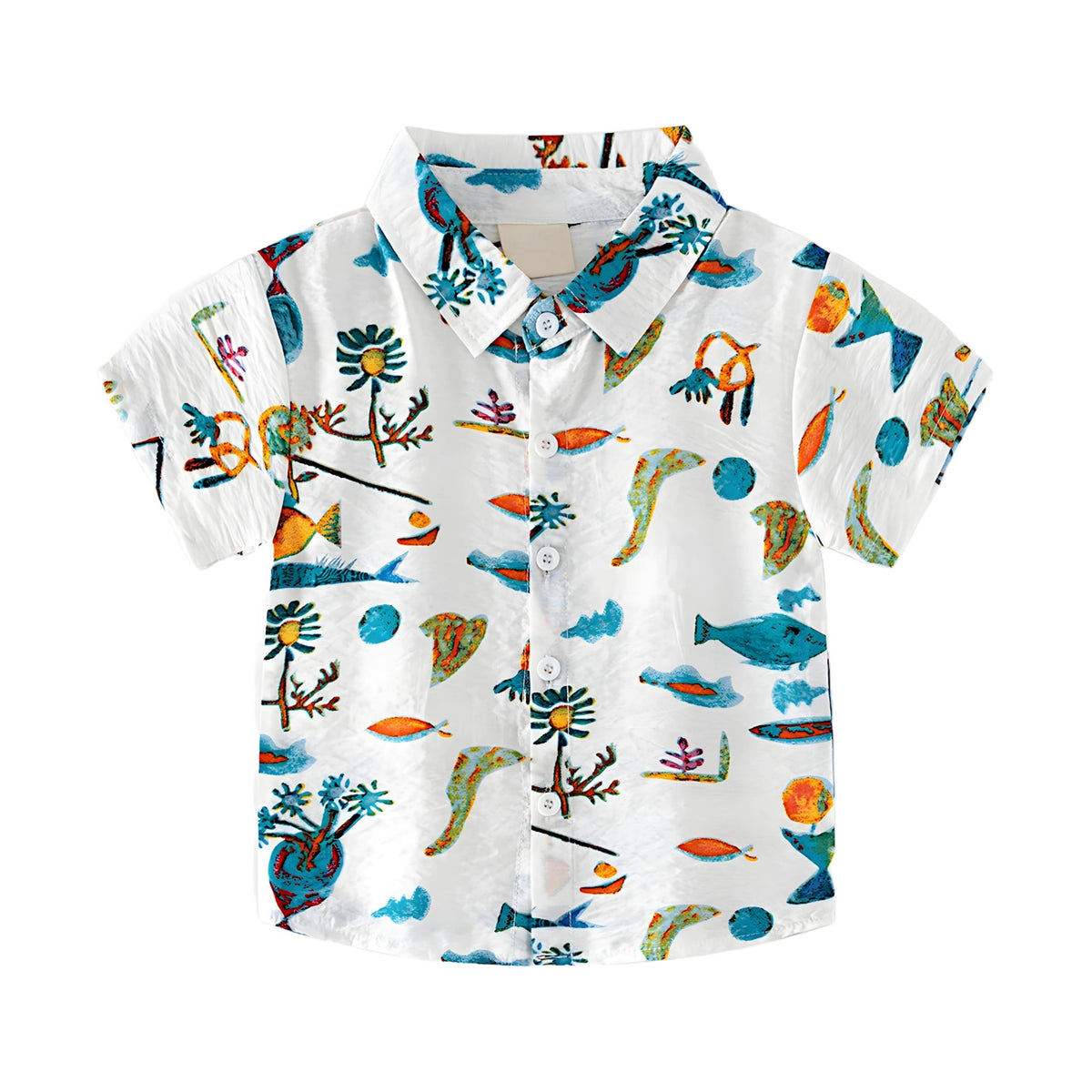 AMIONE Cotton Stylish Hawaiian Beach Sea World Design Shirt for Baby Boys