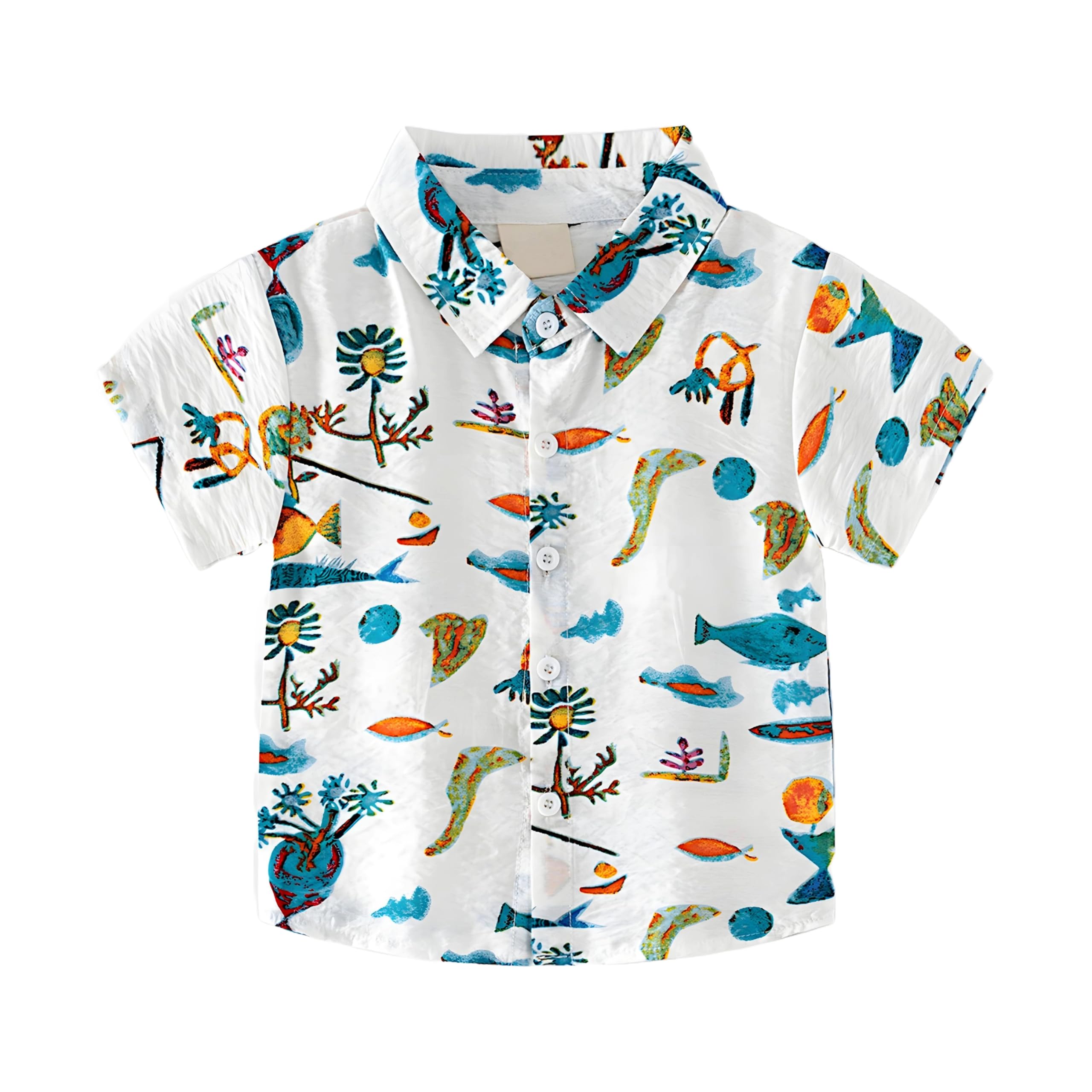 AMIONE Cotton Stylish Hawaiian Beach Sea World Design Shirt for Baby Boys