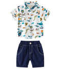 AMIONE 100% Cotton Stylish Hawaiian Beach Sea World Design Shirt & Shorts for Baby Boys