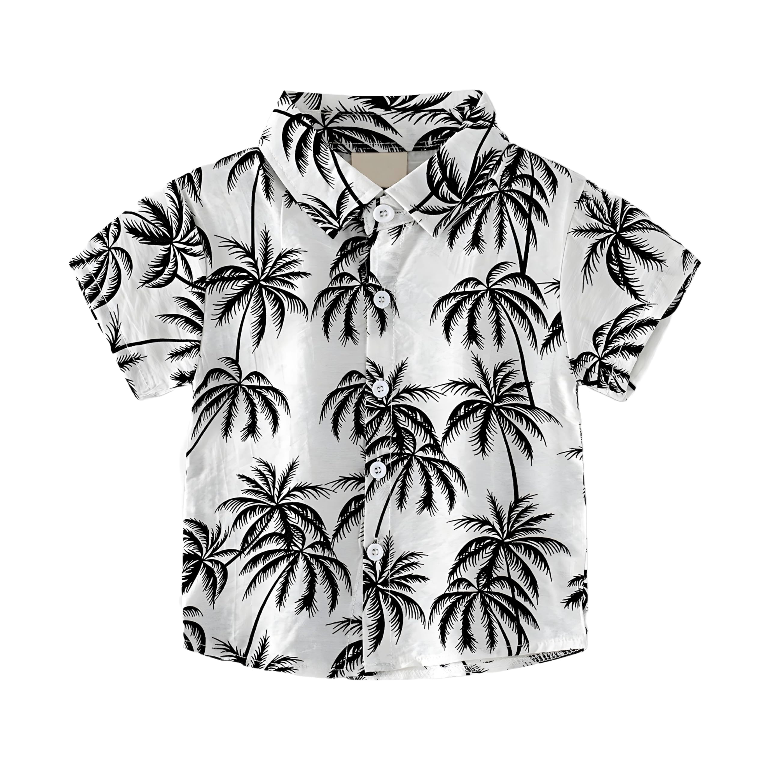 AMIONE Cotton Stylish Hawaiian Beach Black Palm Tree Design Shirt for Baby Boys