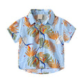 AMIONE 100% Cotton Stylish Hawaiian Beach Blue Palm Leaf Design Shirt for Baby Boys