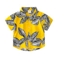 AMIONE 100% Cotton Stylish Hawaiian Beach Yellow Leaf Design Shirt for Baby Boys