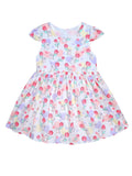 AMIONE Cotton Elegant Fancy Tulip Flowers Bunny Printed Design Summer Party Dress Frock for Baby Girls