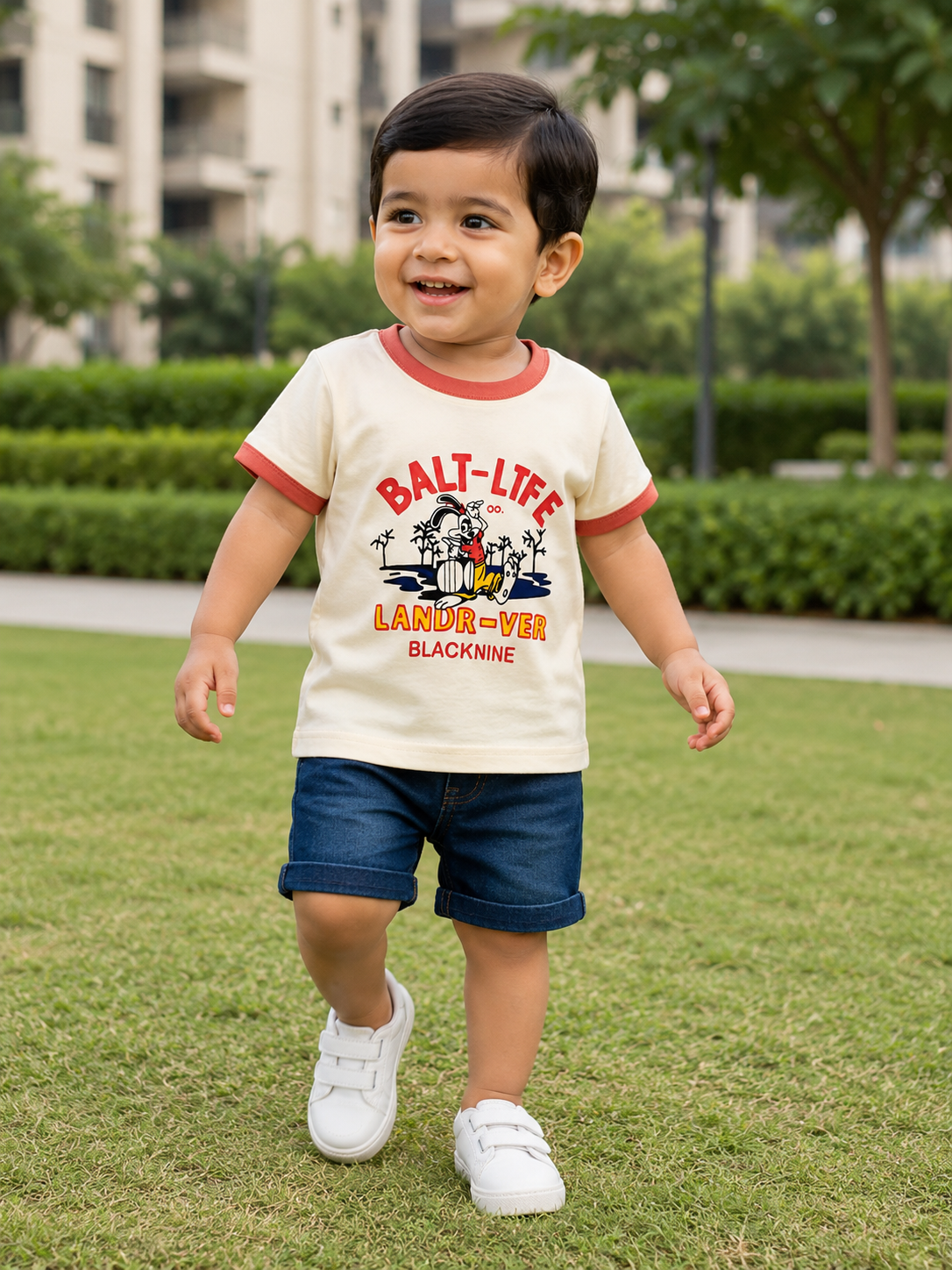 AMIONE Unisex Baby Boys & Girls Toddler Tshirt – Pure Cotton Round Neck Ringer Tee with Rabbit Summer Soft Breathable & Comfortable Casual Wear Top